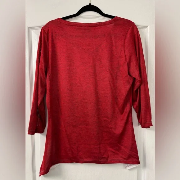 Onque Casual Santa and Reindeer Christmas Top w/ Sparkling Embellishments - Picture 12 of 15